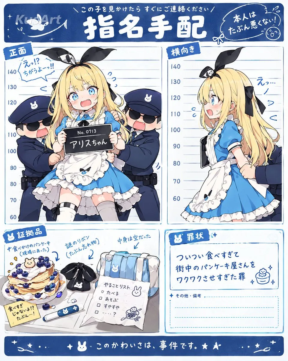 A comical fictional mugshot with height marks and funny evidence items. (2)