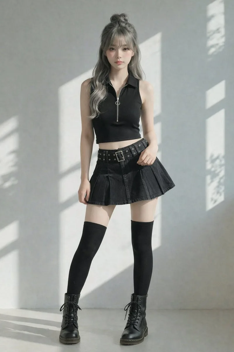 A stylish digital fashion outfit design with modern textures and artistic details.
