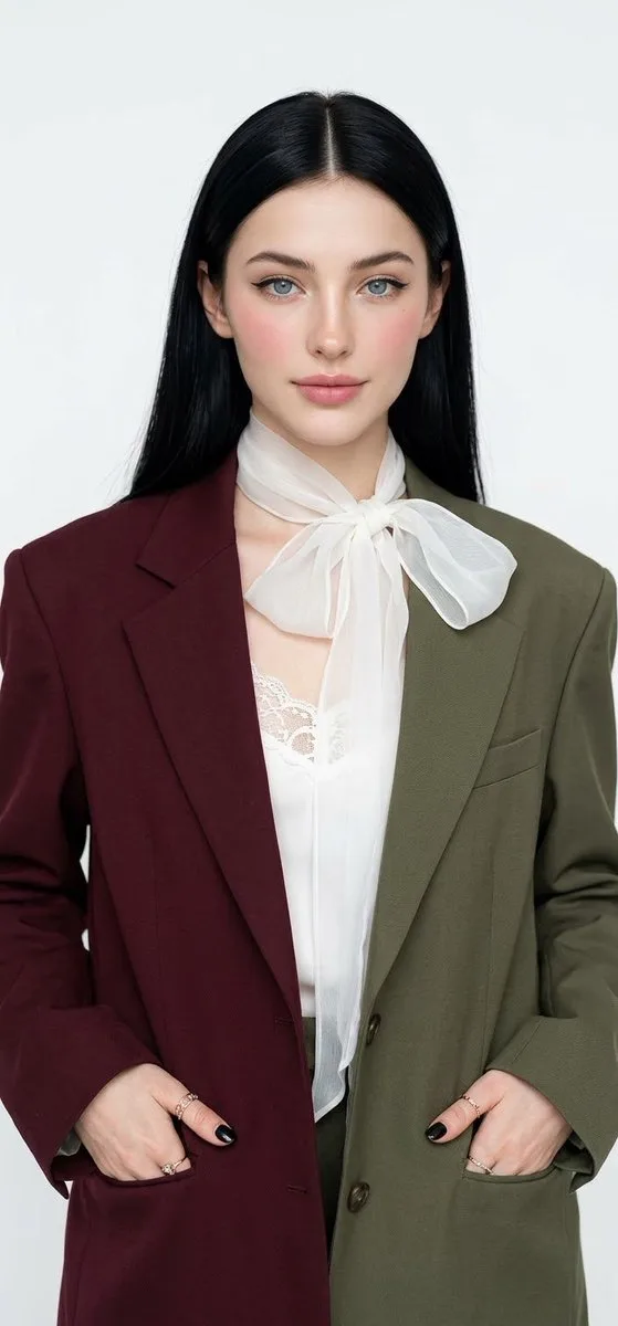 Fashion portrait of a stylish woman in a two-tone blazer