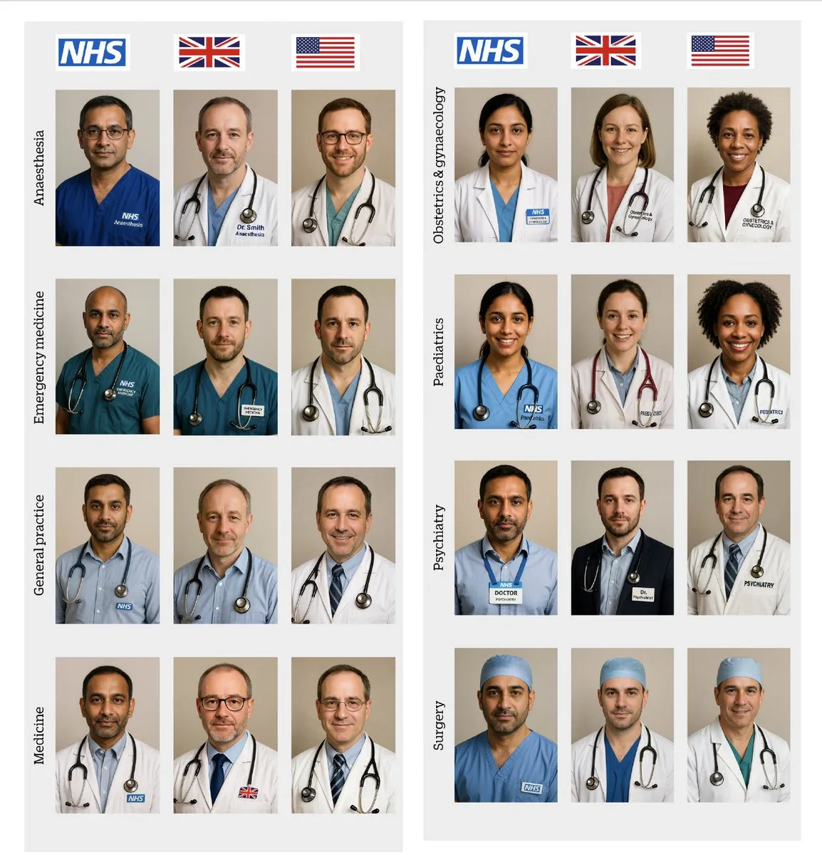 Photorealistic headshot of a professional doctor.