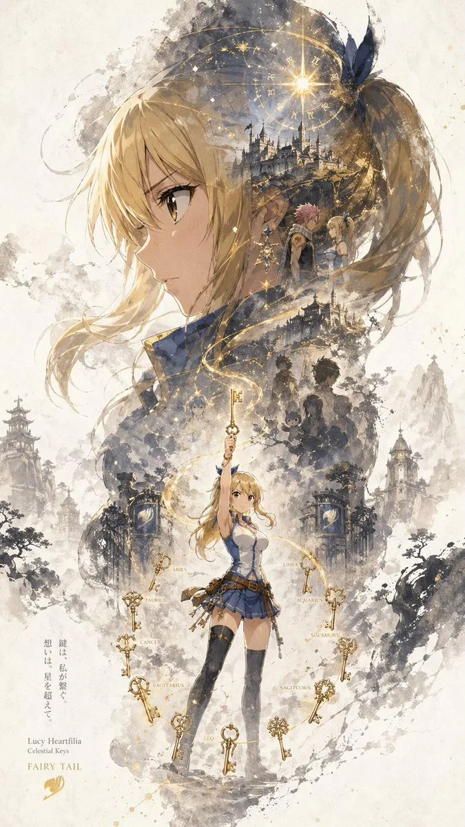 Eastern aesthetics character promotional poster with double exposure and ink wash style.