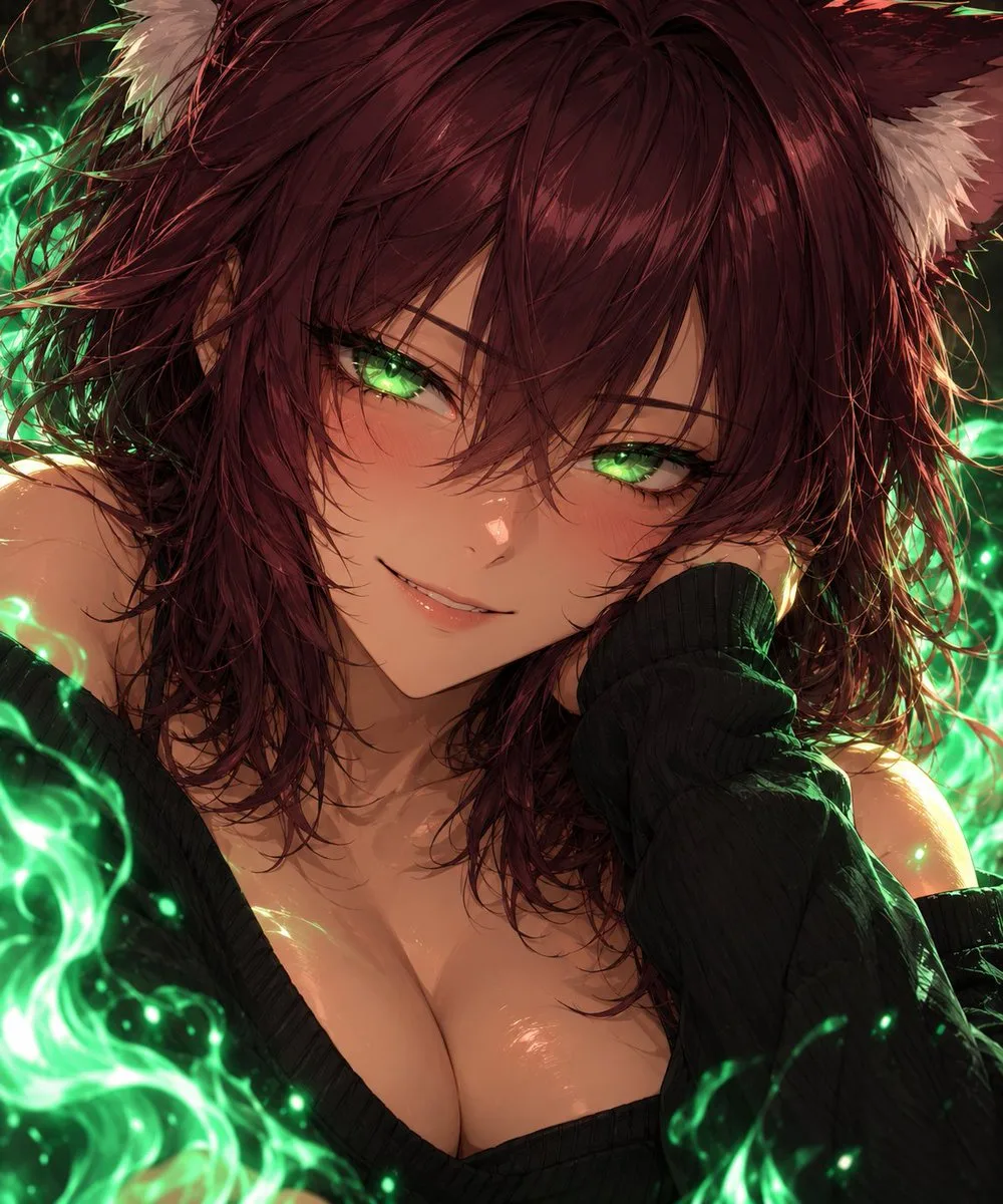 Close-up portrait of an anime character with detailed hair and a gentle smile. (3)