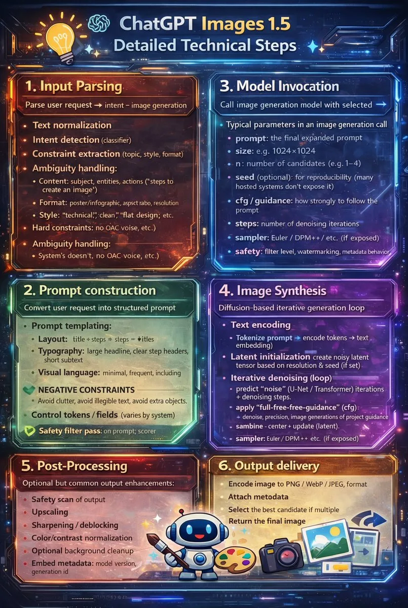 Futuristic digital visualization of AI image generation process with neural networks.