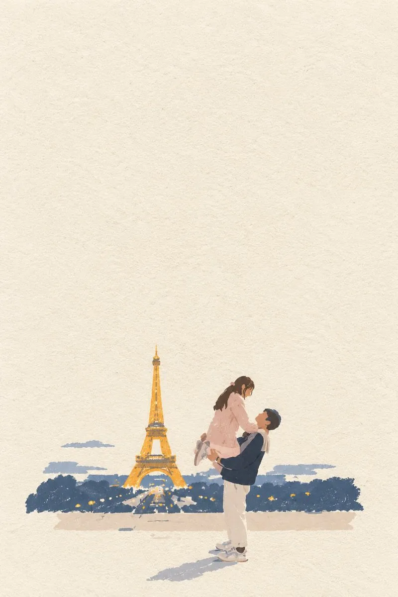 Minimalist watercolor illustration of a couple with soft pastel tones.