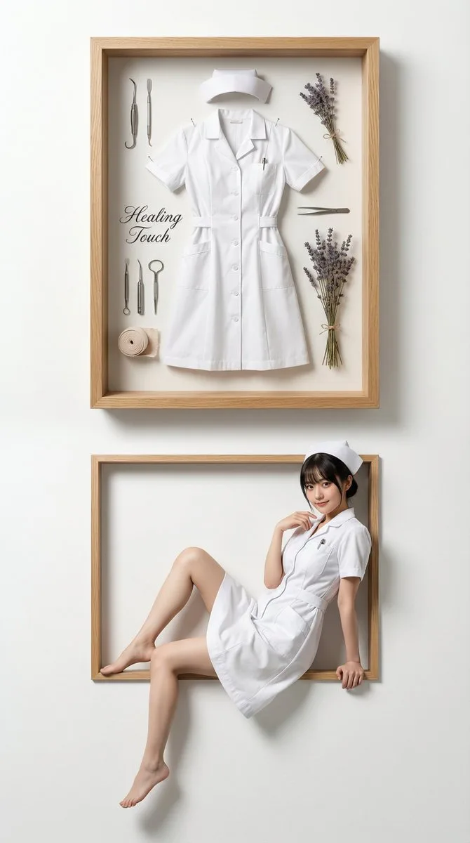 A split-screen image showing a black satin dress in a frame above a model wearing it below. (2)