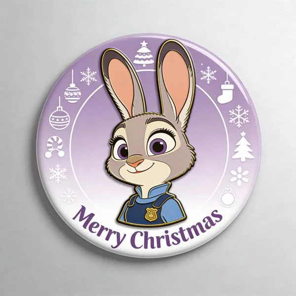 Zootopia Judy Hopps Christmas enamel fridge magnet with festive patterns