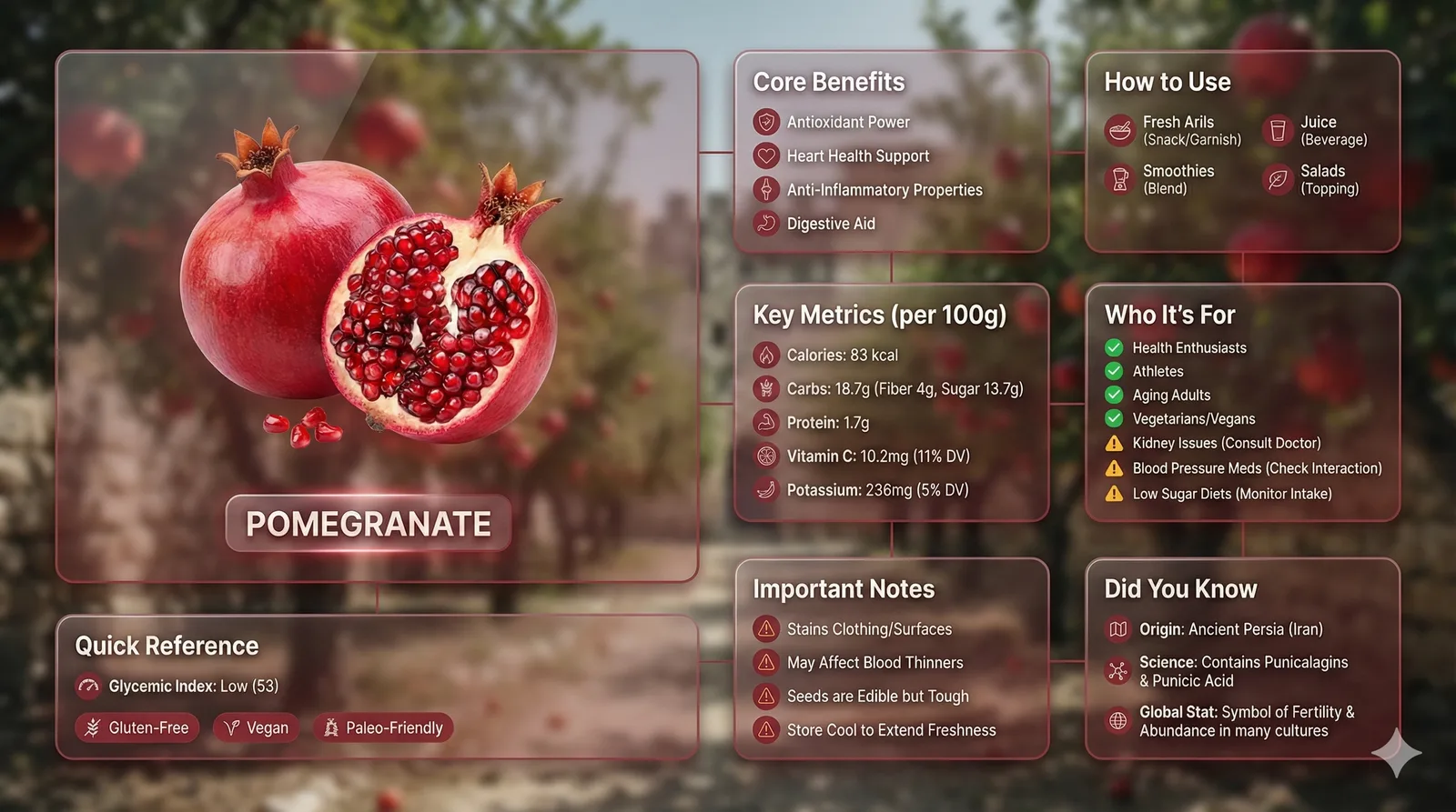 Premium liquid glass Bento grid infographic with eight modular sections and product data.