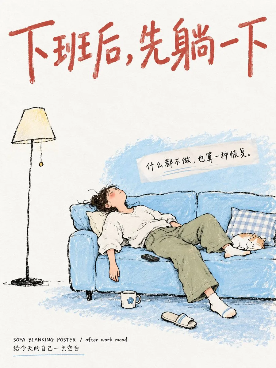 Cozy watercolor illustration of a woman stretching in bed with a sleeping cat in morning light. (2)