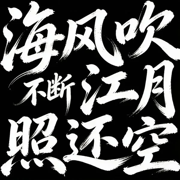 Dynamic white cursive calligraphy on a clean black background.
